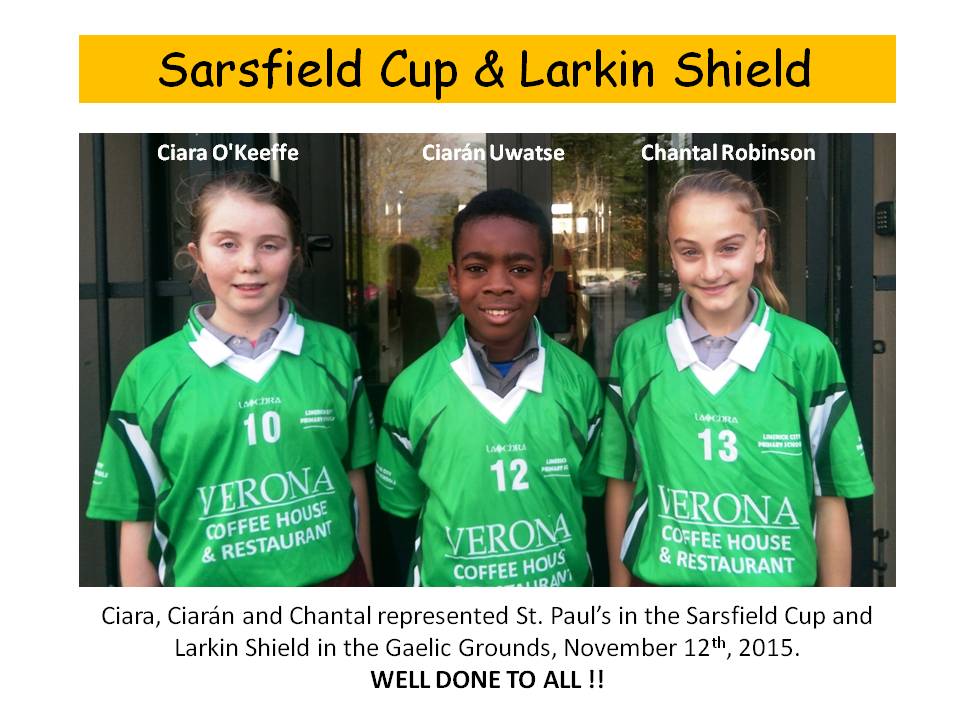 Sarsfield Cup & Larkin Shield Representatives