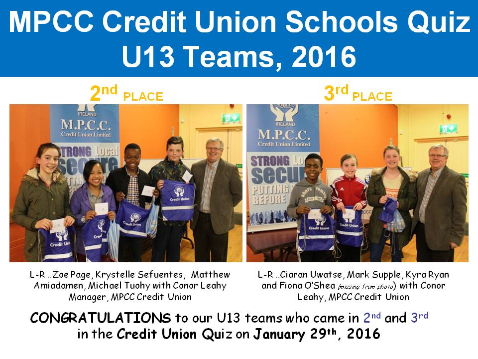 MPCC Credit Union Schools Quiz U13 Team